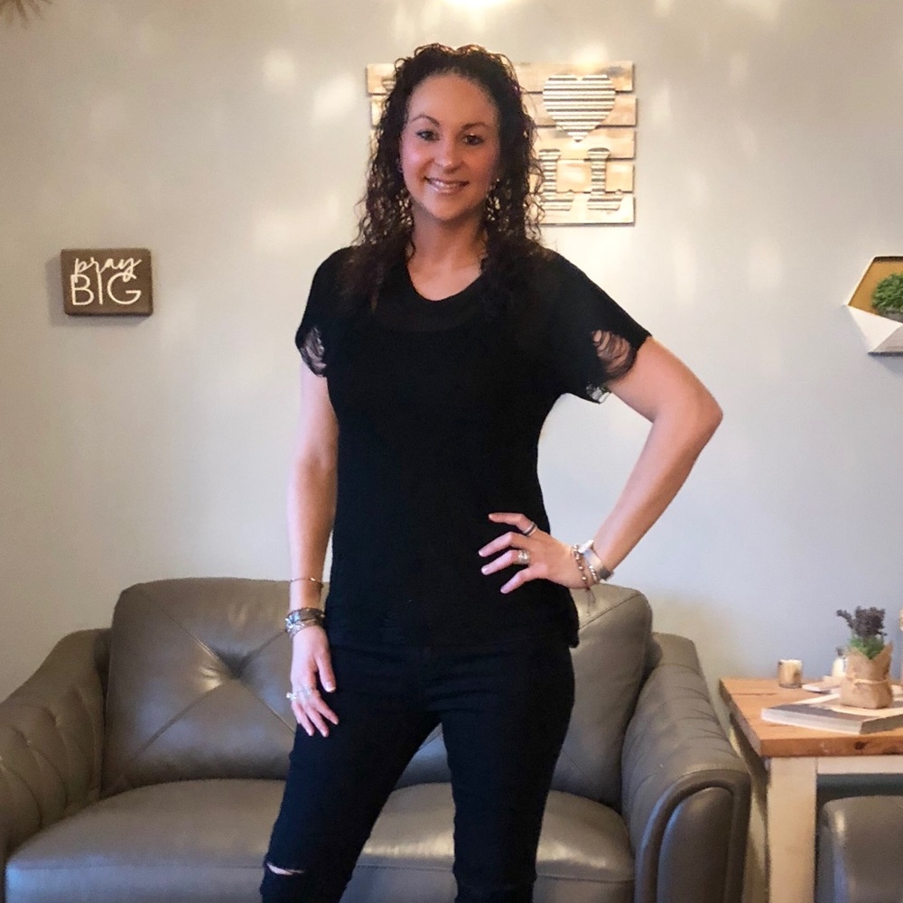 Entro distressed loose knit top in Black